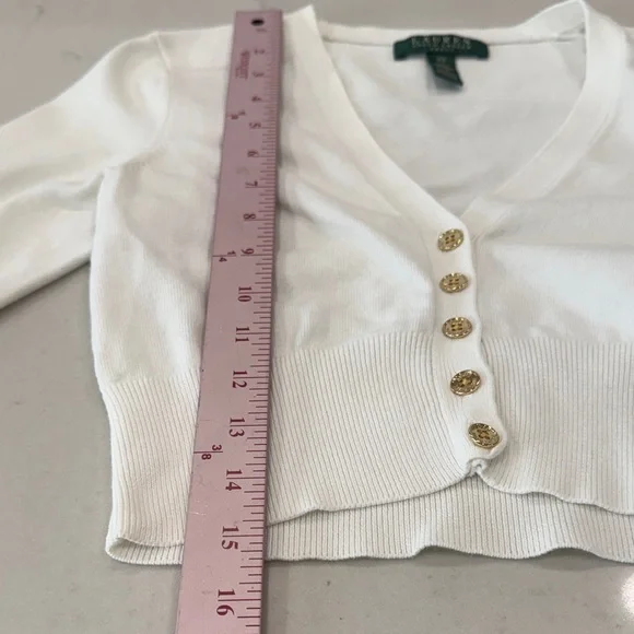 Ralph Lauren Cream Button-Up Crop Top - Picture 6 of 7